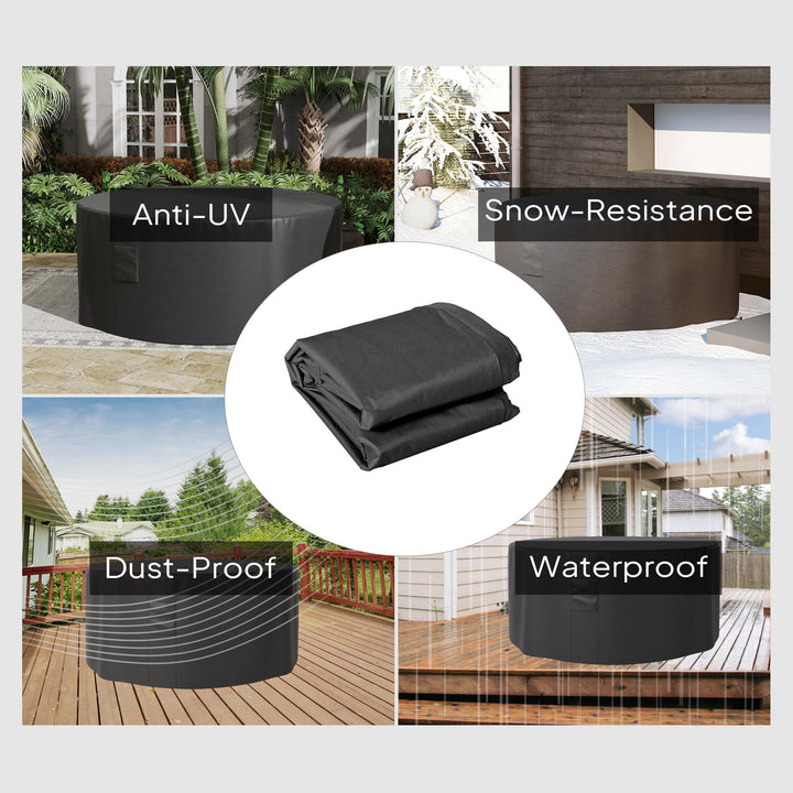 Garden Patio Large Furniture Set Round Cover 600D Oxford Waterproof, Ф193 x 80H cm, Black