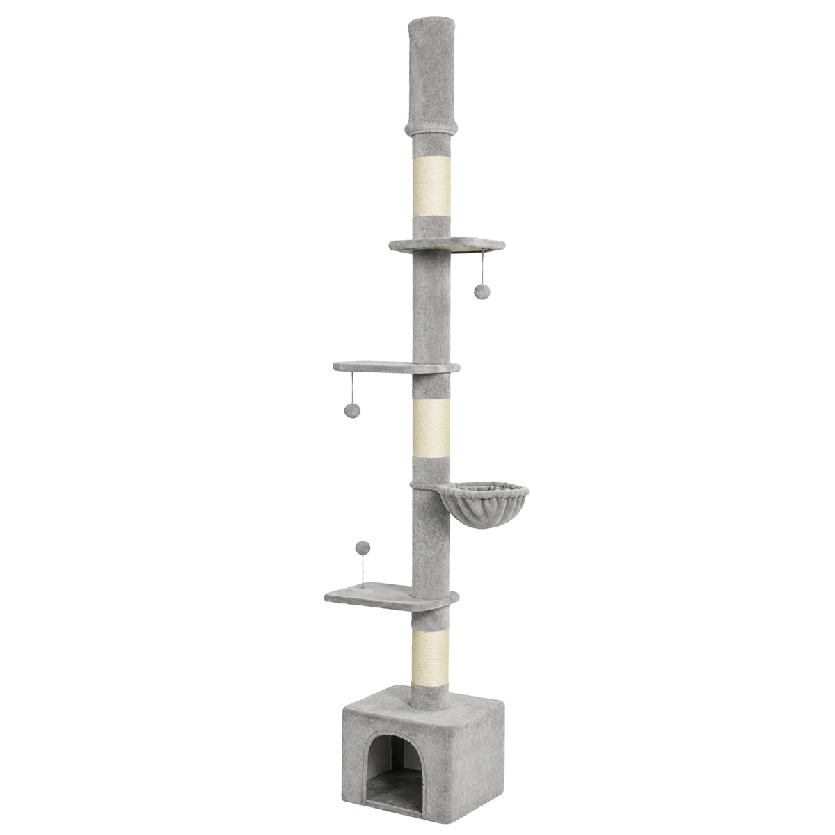 Floor to Ceiling Cat Tree, 230-250cm Multi-Level Cat Tower with
