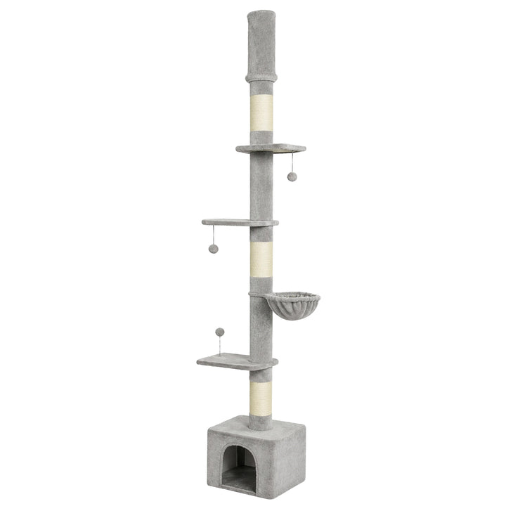 Floor to Ceiling Cat Tree, 230-250cm Multi-Level Cat Tower with