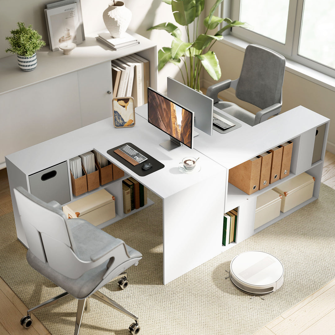 L Shaped Computer Desk, 110 x 100cm Reversible Corner Desk with Fabric