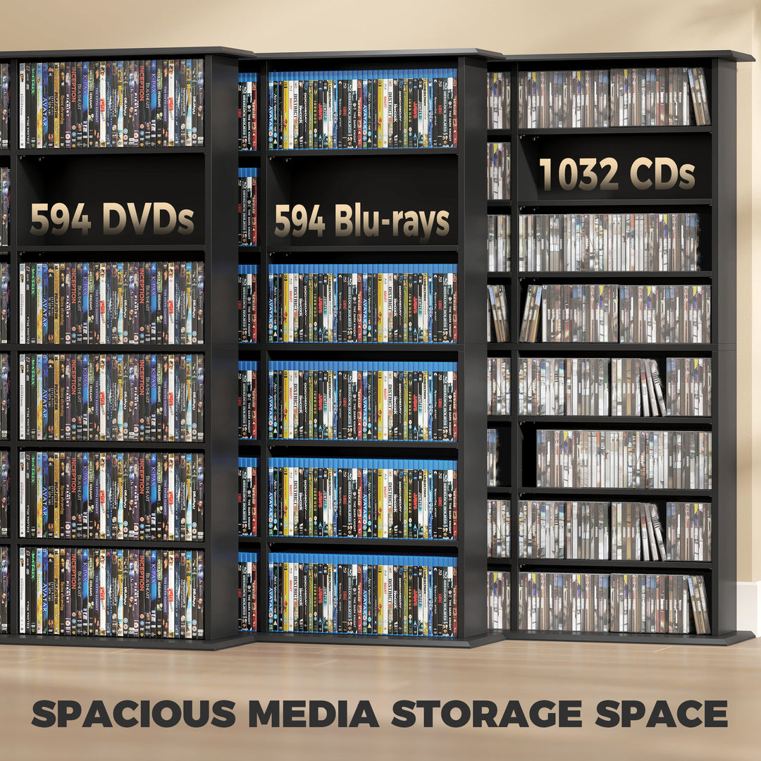 1032 CD/594 DVD Storage Unit, Blu-ray Media Storage Shelf with 24 Comp