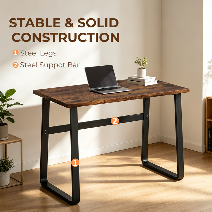 Industrial Writing Desk With Metal Legs, 100 x 58 x 74.5cm, Rustic Bro