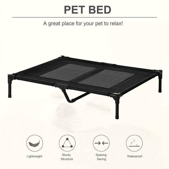 Large Raised Dog Bed Cat Elevated Lifted Cooling Portable Camping Basket Outdoor Indoor Mesh Pet Cot Metal Frame Black