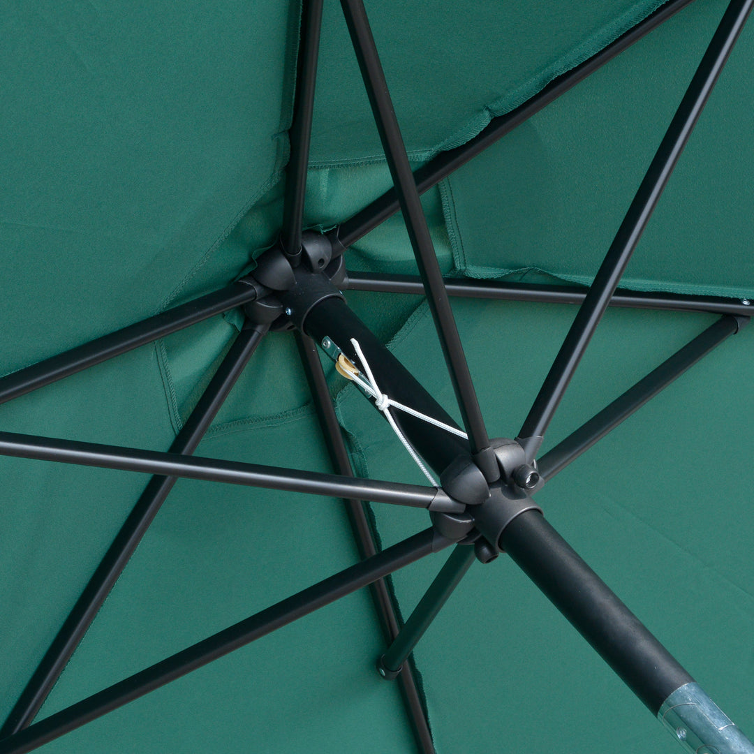 2.6M Garden Parasol Umbrella with Tilt and Crank, Outdoor Sun Parasol Sunshade Shelter with Aluminium Frame, Green