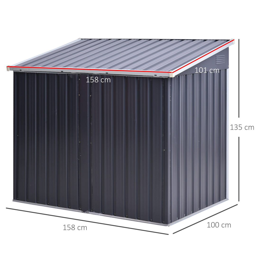3.2 x 5.1ft Corrugated Steel Two-Bin Storage Shelter - Black