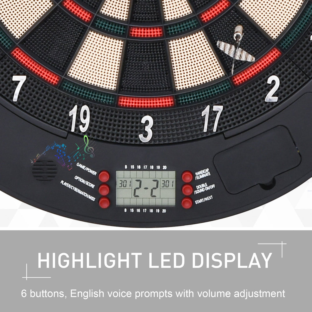 Electronic Dartboard Set 26 Games and 185 Variations with 6 Darts and Cabinet to Stroage Multi-Game Option Ready-to-Play