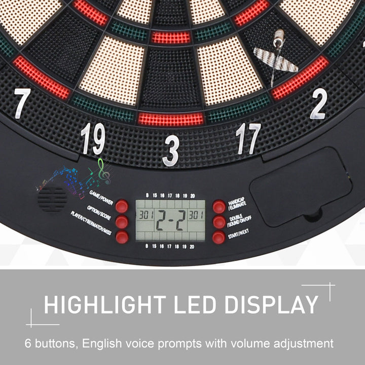 Electronic Dartboard Set 26 Games and 185 Variations with 6 Darts and Cabinet to Stroage Multi-Game Option Ready-to-Play