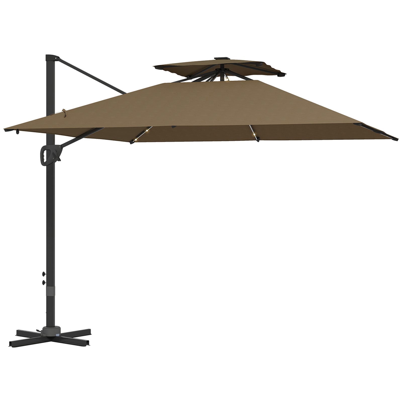 Multi-Angle LED Light Parasol Umbrella - Khaki