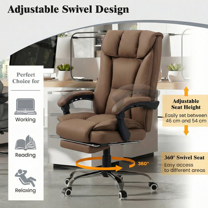 155° Reclining Faux Leather Swivel Office Chair