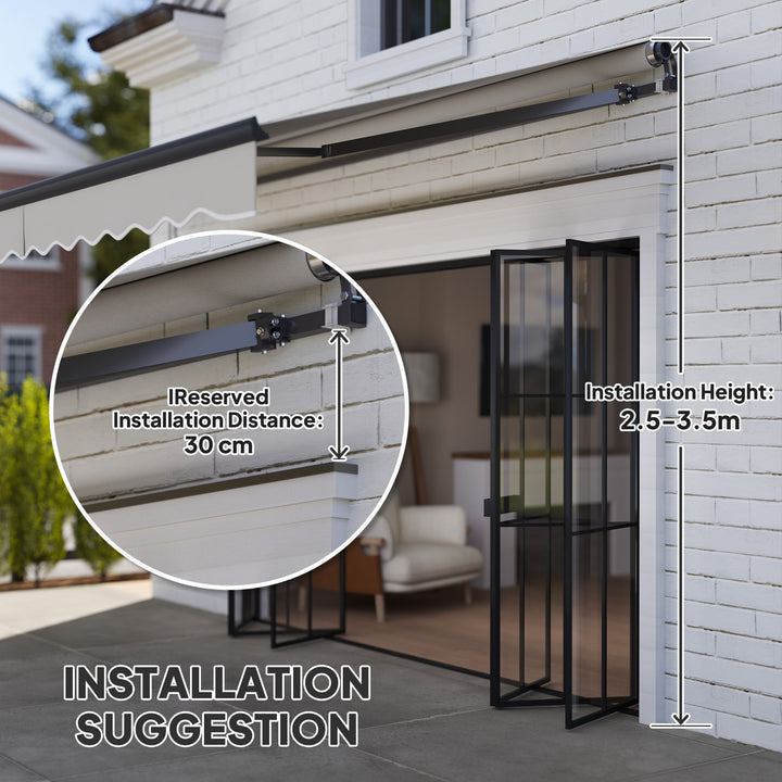 3.5 x 3(m) Electric Awning with Remote Controller, Aluminium Frame DIY Retractable Awning, UPF30+ Sun Shade Canopy for Garden Patio Deck Door Window, Light Grey