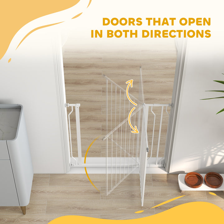Wide Dog Safety Gate, with Door Pressure, for Doorways, Hallways, Staircases - White