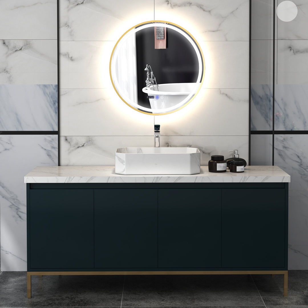 60cm Anti-Fog LED Bathroom Mirror - Gold Tone