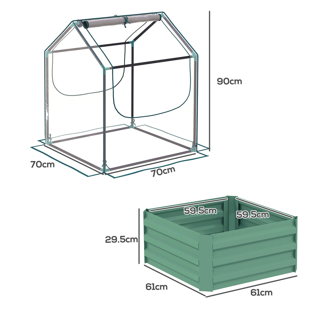 61 x 61cm Garden Planter Bed, with Cover - Green