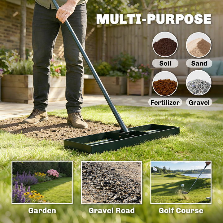 Lawn Levelling Rake, 76 x 26 cm Lawn Leveller Lute with 169 cm Handle 