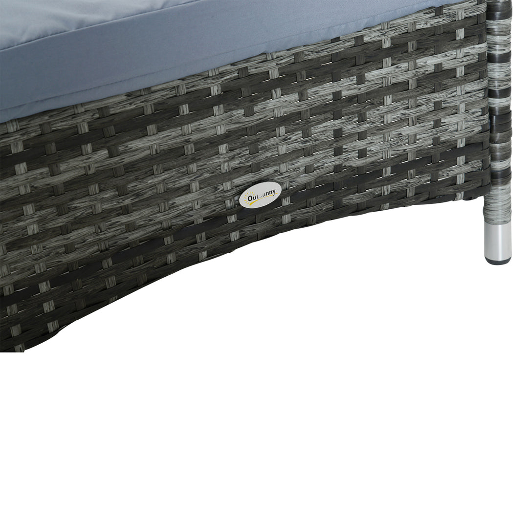 MCL Garden Rattan Furniture Single Sun Lounger Recliner Bed Reclining Chair Patio Outdoor Wicker Weave Adjustable Headrest with Fire Retardant Cushion - Grey