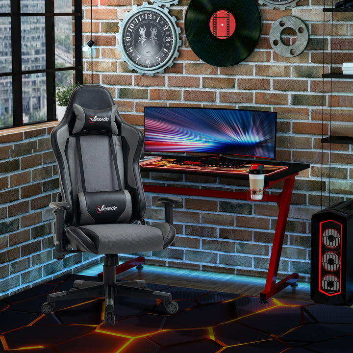 Vinsetto Gaming Chair Racing Style Ergonomic Office Chair High Back Computer Desk Chair Adjustable Height Swivel Recliner with Lumbar Support, Grey