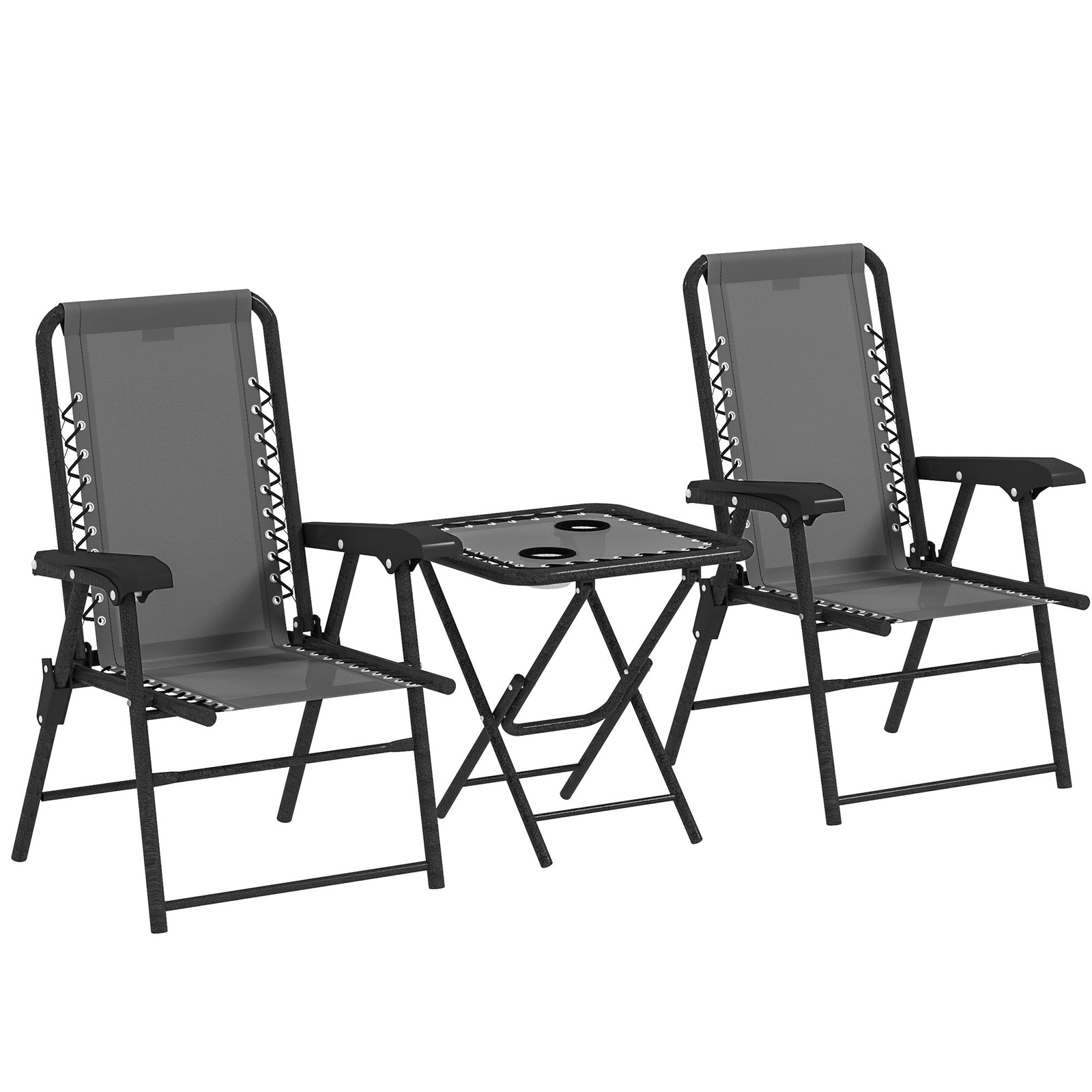 Three-Piece Garden Table and Chair Set - Dark Grey