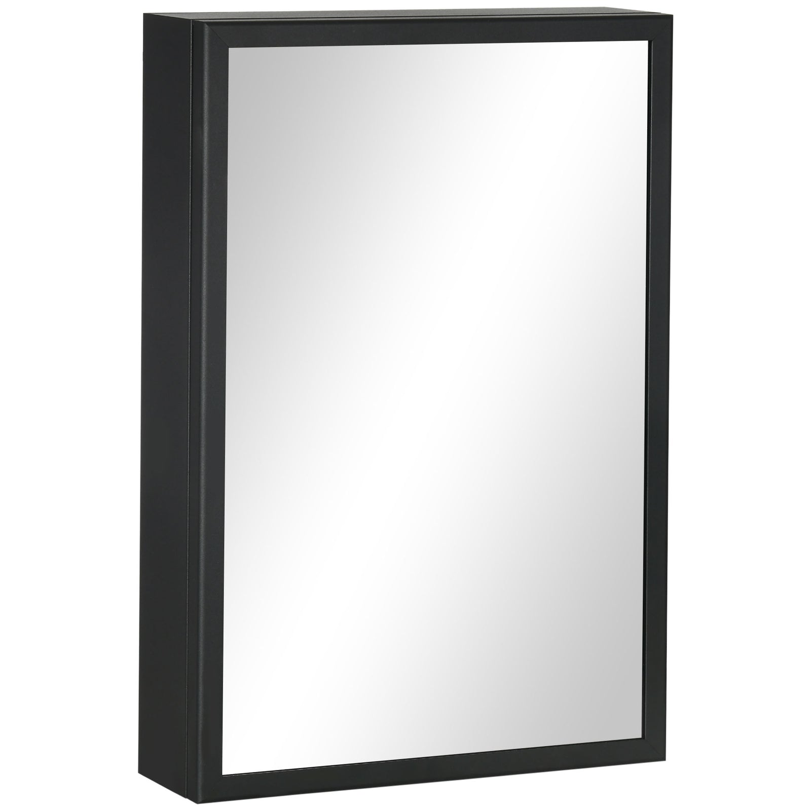 Bathroom Cabinet with Mirror, Wall Mounted Bathroom Mirror Cabinet with Storage Shelves, 40 x 12 x 60 cm, Black