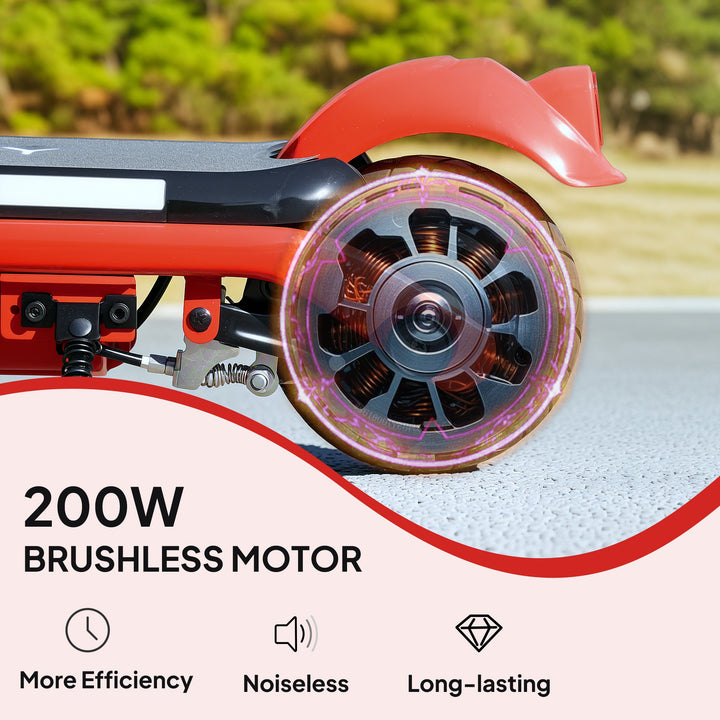Electric Scooter for Kids Ages 6-14, with Dual Brakes, Flash Wheel and Colourful Light, Kids Electric Scooter E Scooter, Up to 12 KM/H & 10 KM, Red