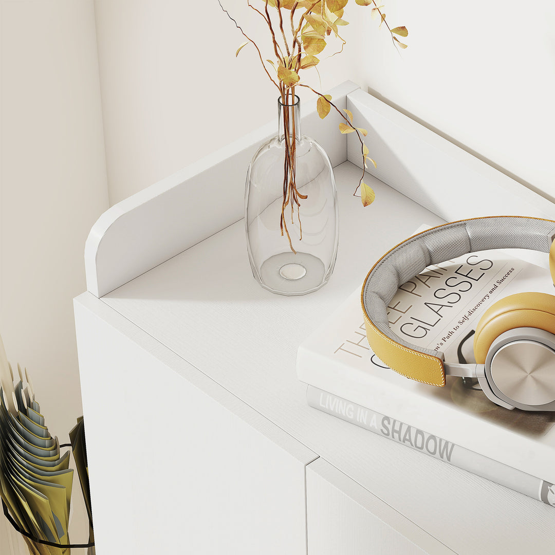 MCL Shoe Storage Cabinet  Two Doors w/ Adjustable 4 Shelves Cupboard Footwear Rack Stand Organiser Hallway White