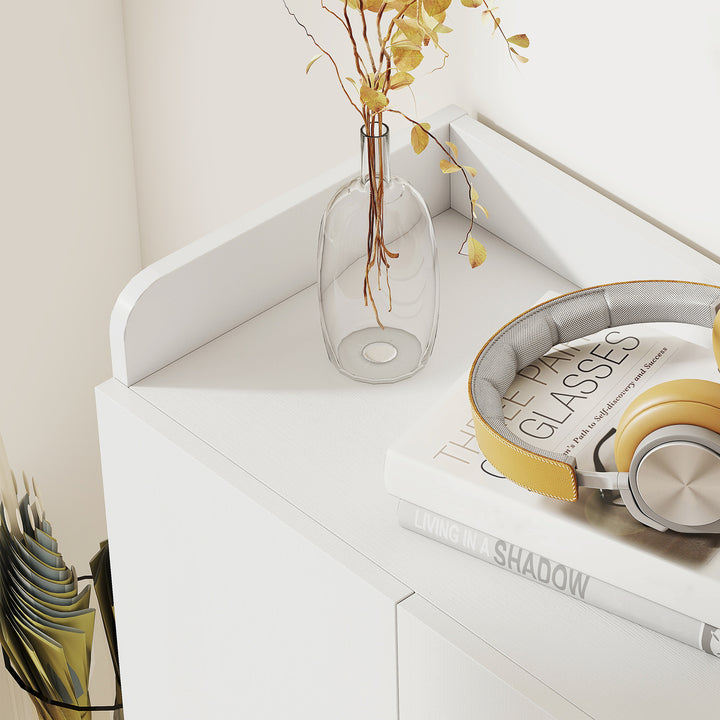 MCL Shoe Storage Cabinet  Two Doors w/ Adjustable 4 Shelves Cupboard Footwear Rack Stand Organiser Hallway White