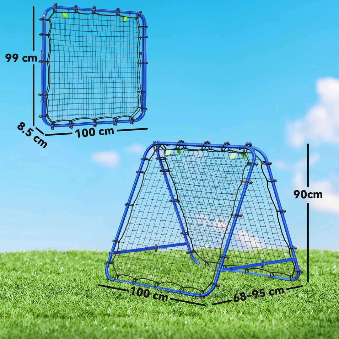 MCL Double Sided Football Rebounder Net, Football Rebound Goal with Five Adjustable Angles, Blue