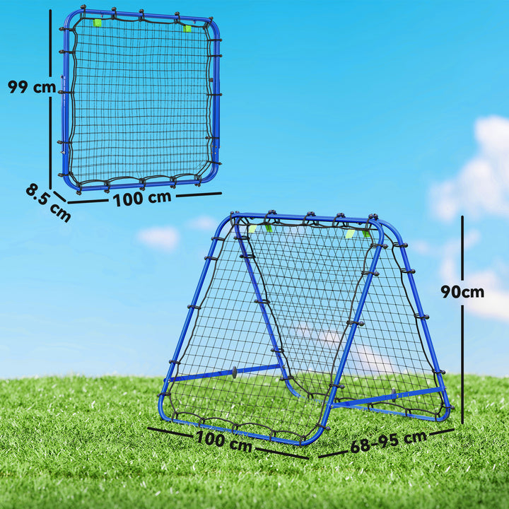 MCL Double Sided Football Rebounder Net, Football Rebound Goal with Five Adjustable Angles, Blue