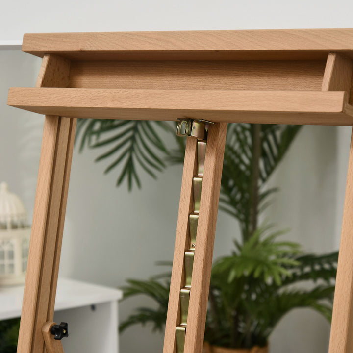 Wooden Easel Stand H-Frame Artist Easel with 171-230cm Adjustable Height and 0-80° Working Angles Beech Wood Art Easel for Displaying Painting Wedding Sign Nature Wood Finish