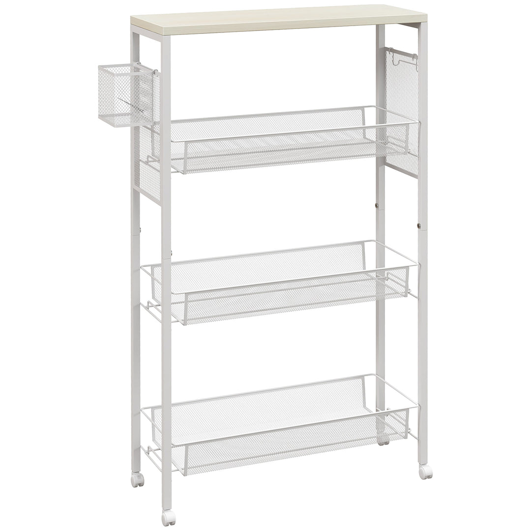 3-Tier Kitchen Cart with 3 Steel Wire Baskets