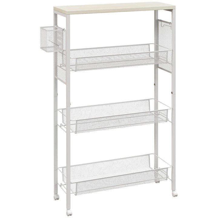 3-Tier Kitchen Cart with 3 Steel Wire Baskets