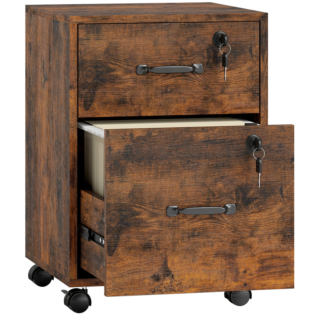 Rolling File Cabinet with 2 Drawers, Mobile Filing Cabinet with Hanging File Folder for Letter Sized Documents