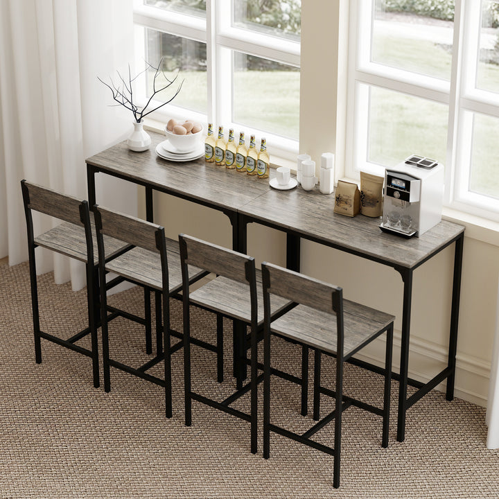 3-Piece Bar Table Set with 2 Stools, Industrial Breakfast Bar Set with