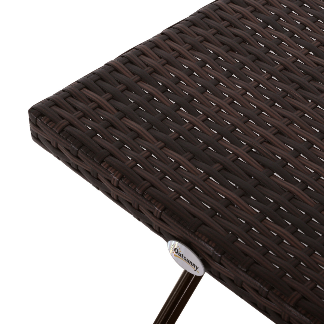 Folding Rattan Garden Coffee Table, Small Square Outdoor Bistro Side Table with Rattan Top for Patio, Balcony, Porch, 40 x 40 x 40 cm, Brown