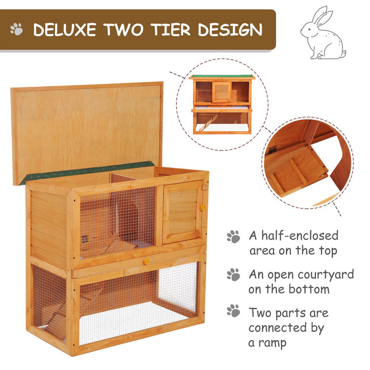 Wooden 90cm 2 Tiers Guinea Pigs Hutches