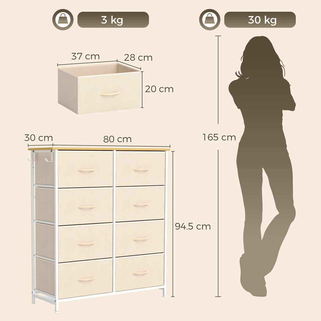 Chest of Drawers, Dresser with 8 Fabric Drawers, Tall Storage Unit - view 3
