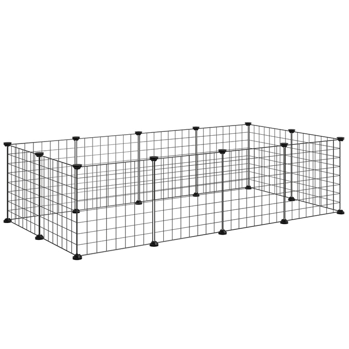 MCL DIY Pet Playpen Metal Wire Fence 12 Panel Enclosure Indoor Outdoor Guinea Pig Bunny Small Animals Cage Black