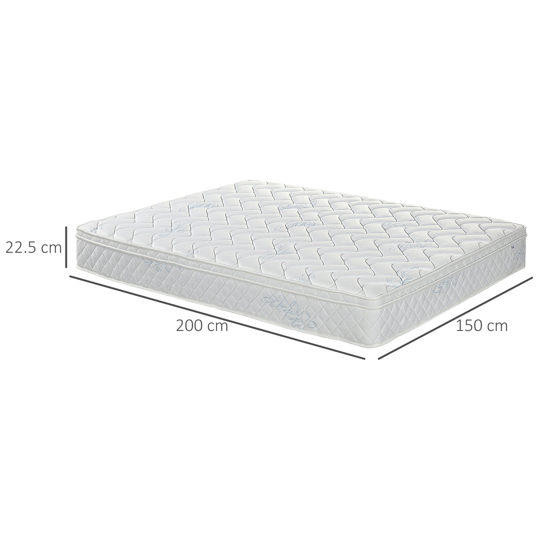 HOMCOM King Mattress, Pocket Sprung Mattress in a Box with Breathable Foam and Individually Wrapped Spring, 200cmx150cmx22.5cm, White