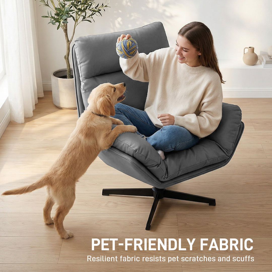 Accent Chair with 360 Swivel Armchair for Living Room with Padded Cush