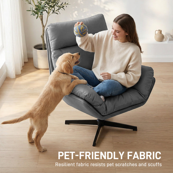 Accent Chair with 360 Swivel Armchair for Living Room with Padded Cush