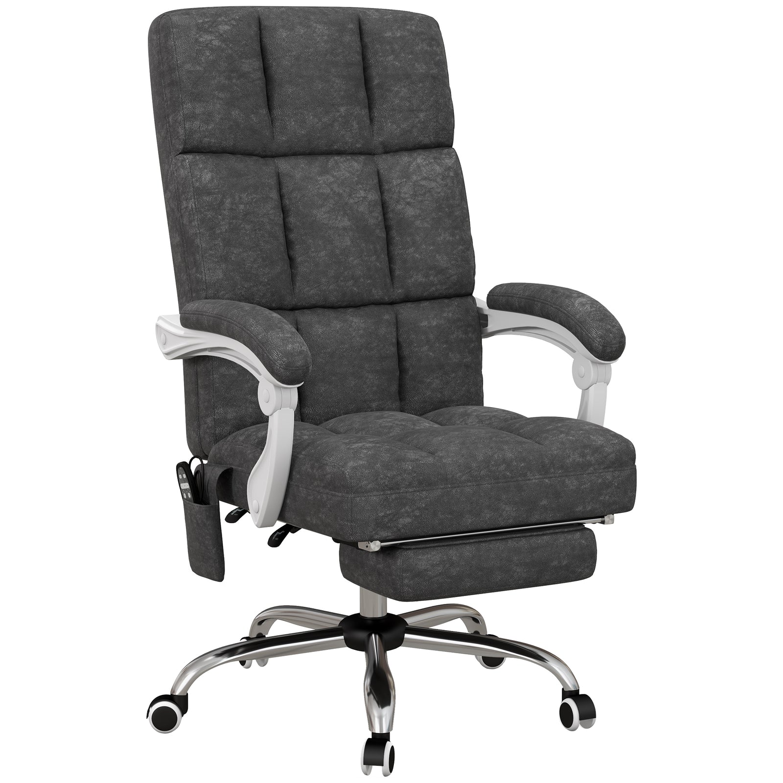 Massage Office Chair, Ergonomic Desk Chair, Comfy Work Study Chair with Heat, Padded Seat, 135° Reclining Back and Footrest for Home Office, Charcoal Grey