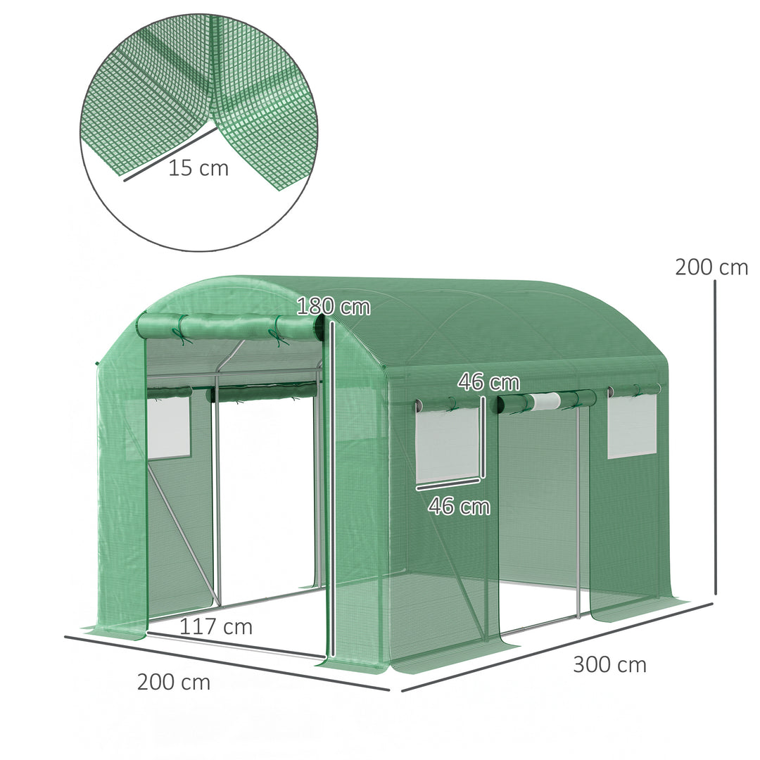 9.8 x 6.6ft Walk-In Polytunnel Greenhouse - Green
