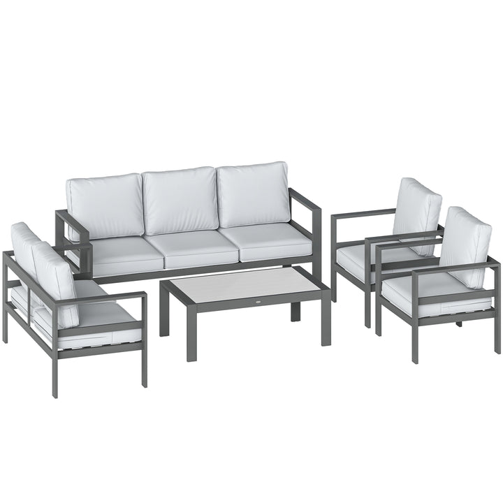 5 Pieces Aluminium Garden Furniture Set with Olefin Cushions, Extra De