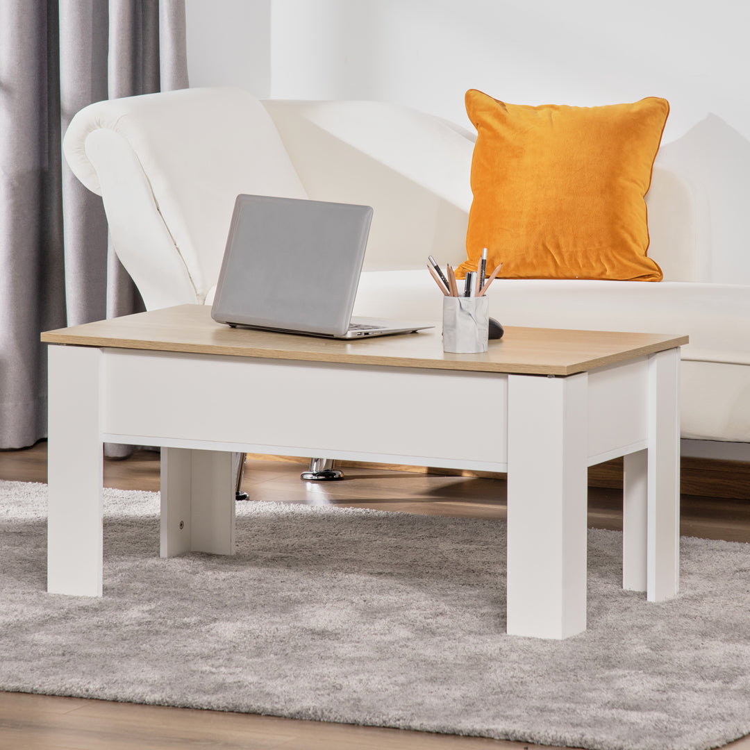 Lift Top Coffee Table with Hidden Storage Compartment, Lift Tabletop Pop-Up Center Table for Living Room