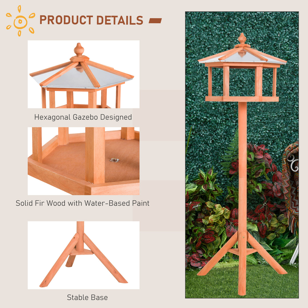 Wooden Bird Table Free Standing Feeder Garden Sheltered Feeding Station Parrot Stand Birdhouse Φ40x113cm