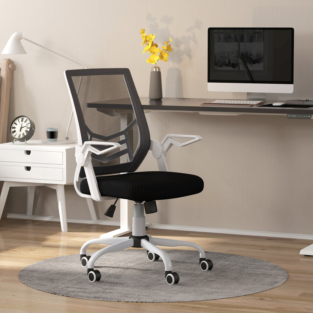 Mesh Office Chair, Computer Desk Chair with Flip-up Armrests, Lumbar Back Support and Swivel Wheels