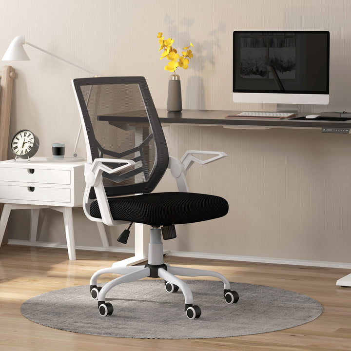 Mesh Office Chair, Computer Desk Chair with Flip-up Armrests, Lumbar Back Support and Swivel Wheels