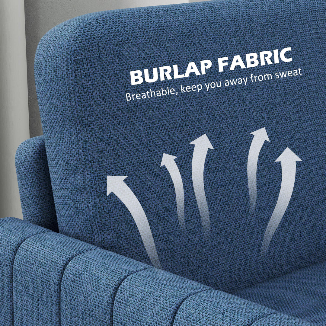 Modern Boxy Linen-Look Two-Seater Sofa - Blue