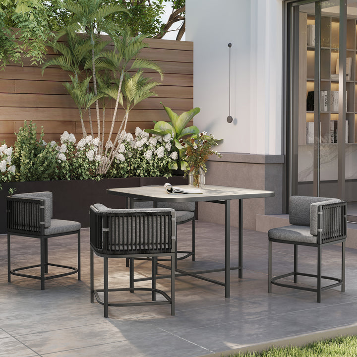 4-Seater Rattan Cube Garden Furniture Set with Cushions - Charcoal Grey