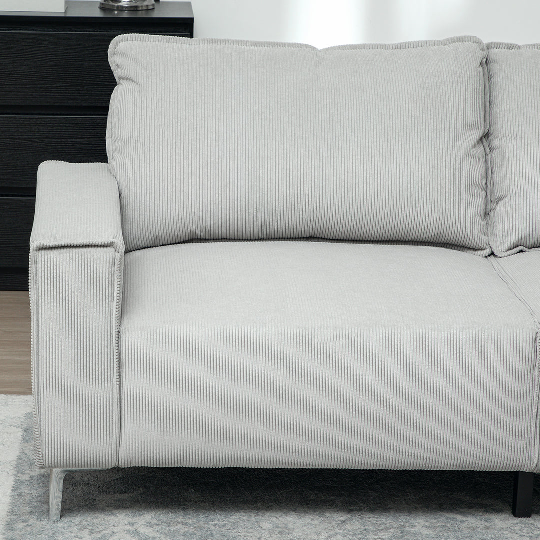 HOMCOM Three-Seater Corduroy - Light Grey