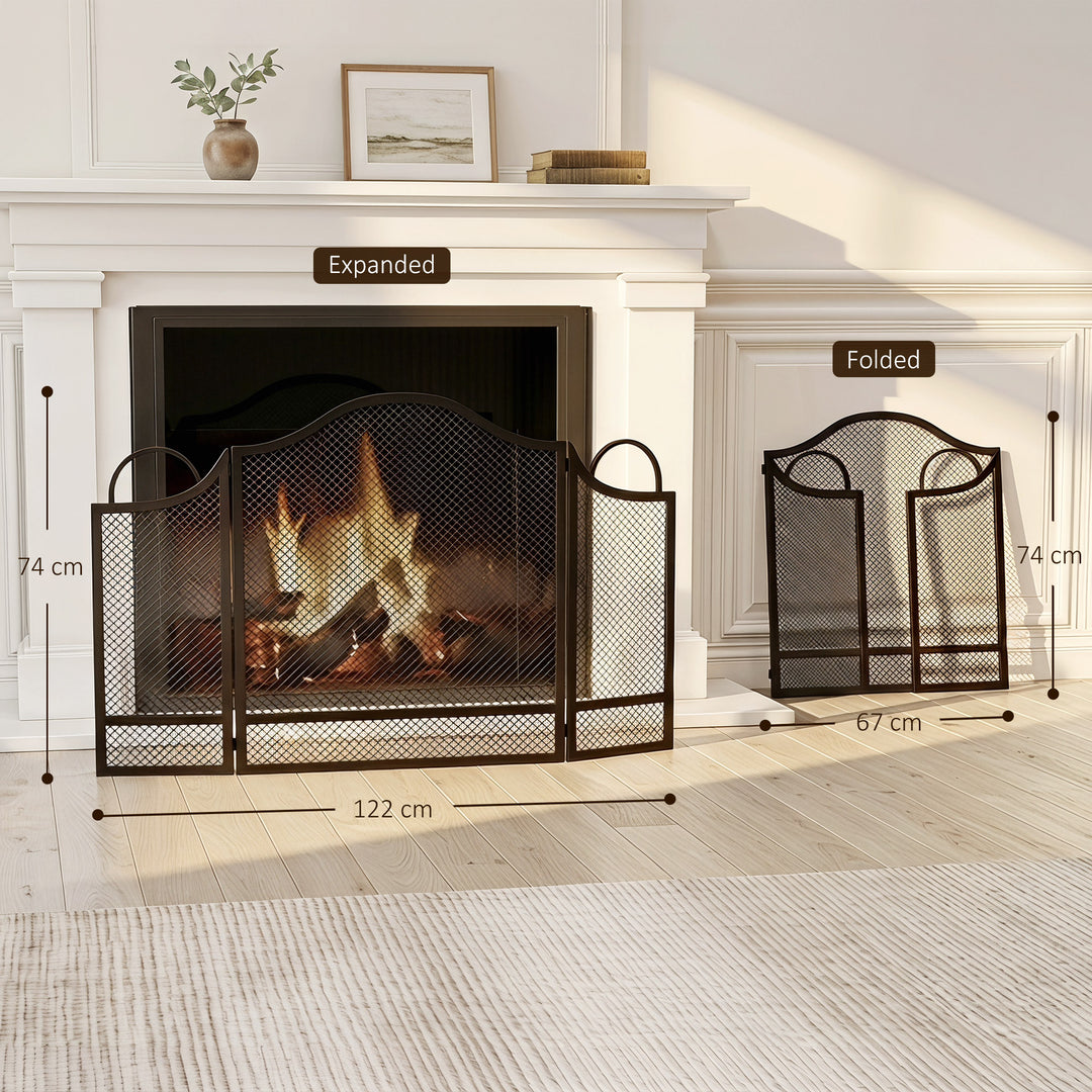 3-Panel Folding Fireplace Screen for Hearth Protection - view 3